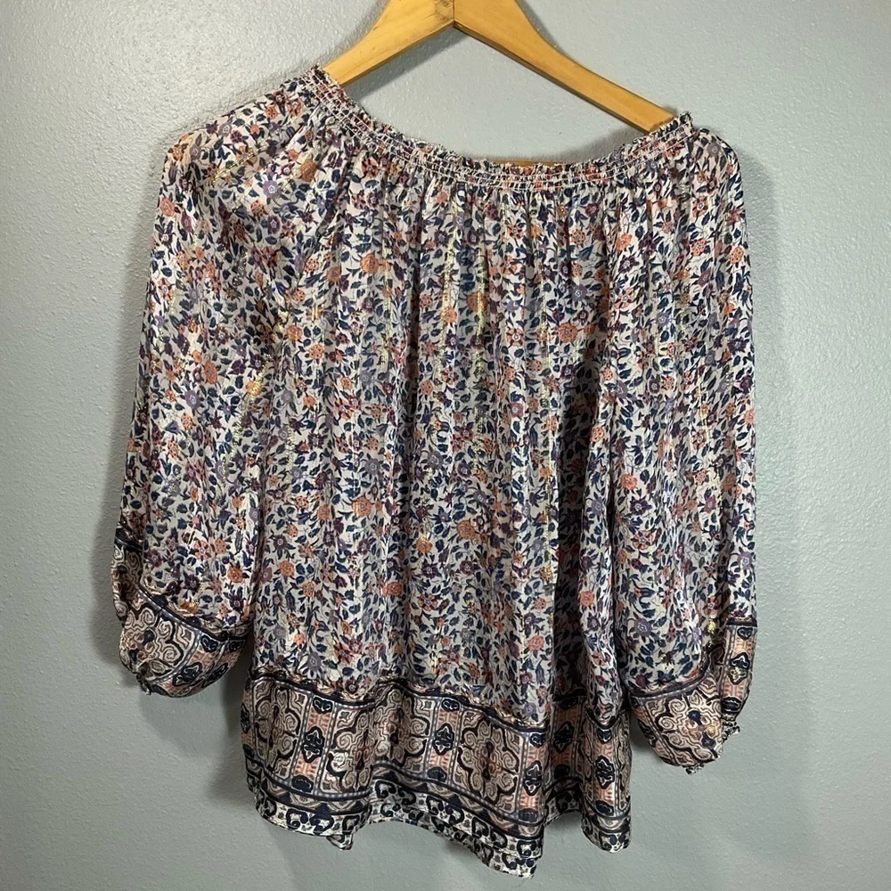 JOIE Bamboo Off-the-shoulder Striped Blouse In Light Apricot size XS T20